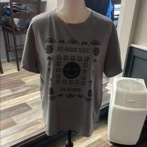 Gray Graphic T-Shirt with Black Print